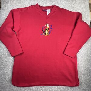 VTG Disney Sweatshirt Mens Large Red Winnie the Pooh‎ Tigger Embroidered Israel
